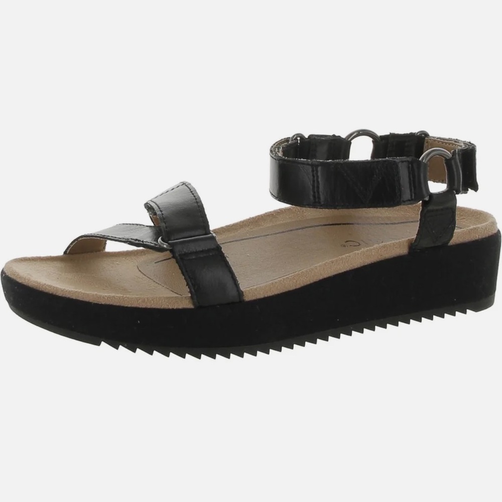 Vionic Womens Leather Flatform Footbed Sandals